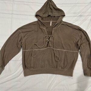 Free People Brown Hooded Jacket